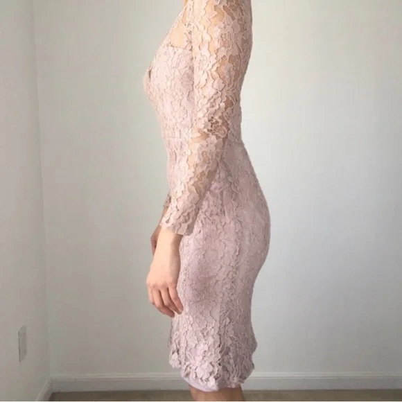 Lace Dusty Rose Pink Dress - Picture 4 of 5